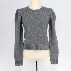 Derek Lam 10 Crosby Women Grey Cable Knit Locken Long Puff Sleeve Sweater Size S
